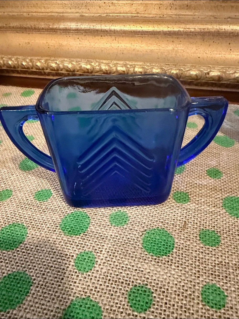 Cobalt Blue Glass Creamer and Sugar Set - Vintage Hazel Atlas